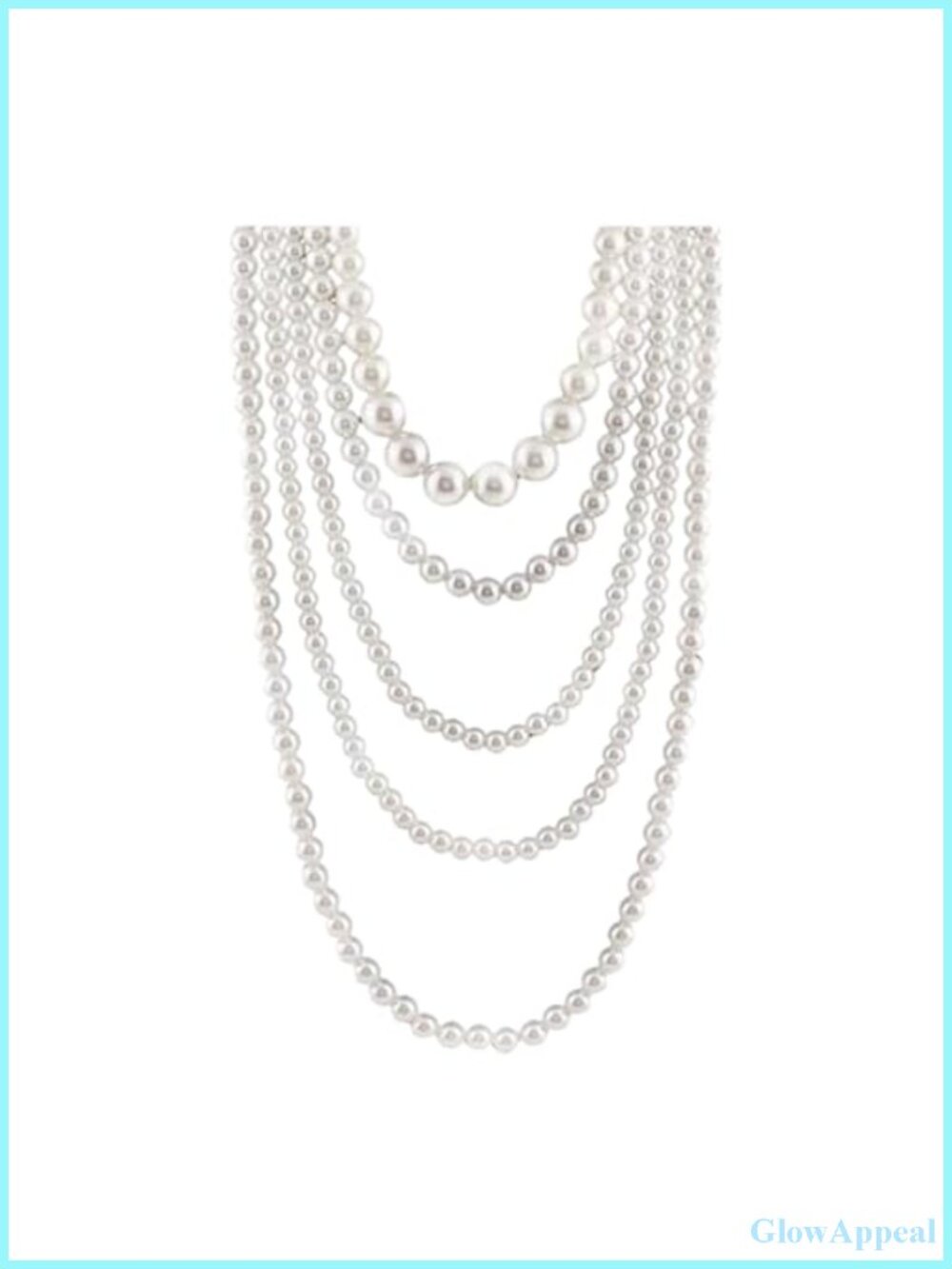 Multi Strand Layered Faux Pearl Necklace 5 Layer Chunky Statement Costume